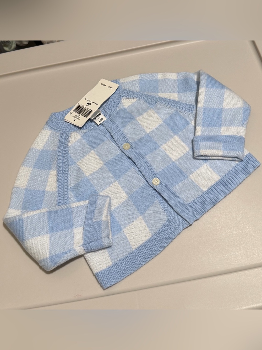 Ralph Lauren baby boy 9 months gingham soft cotton cardigan